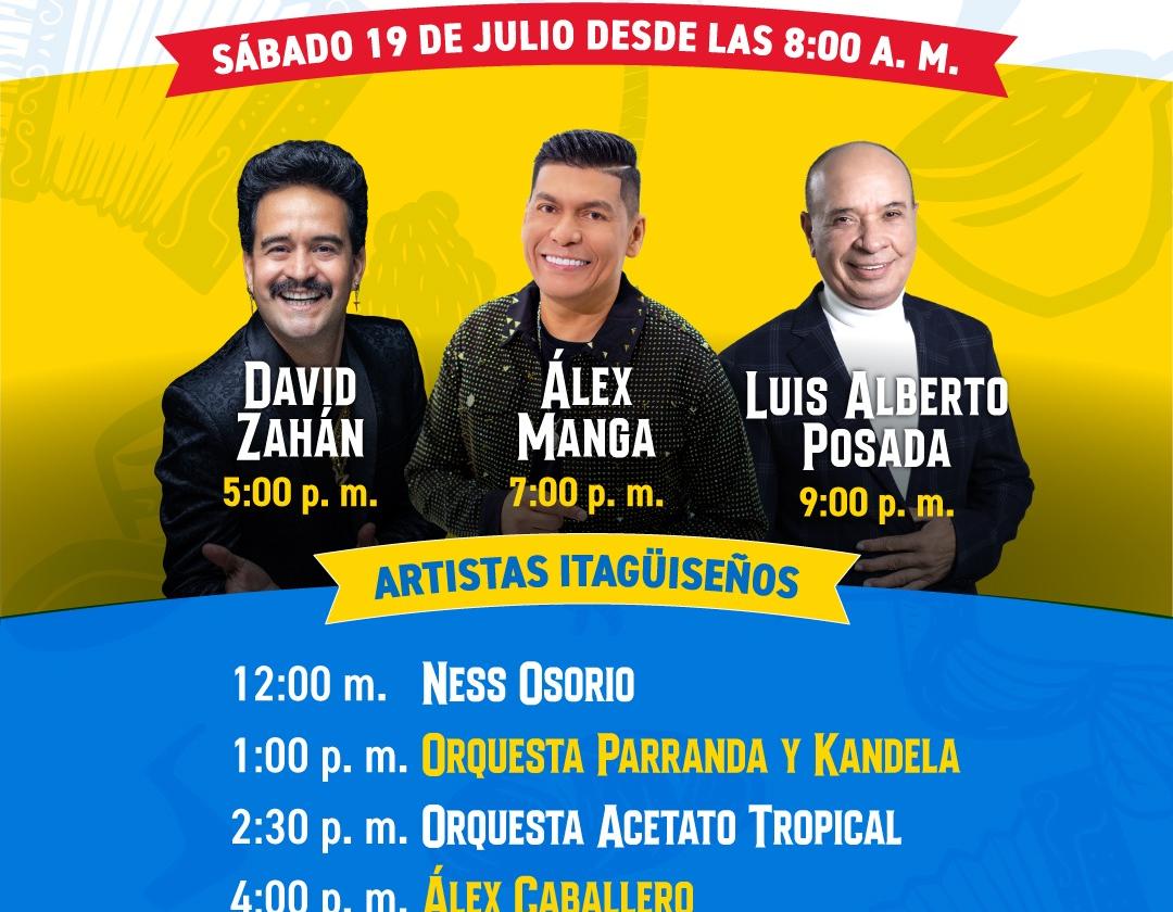 agenda de la fiesta de la independencia sabado 19 concierto artistas itagüiseños